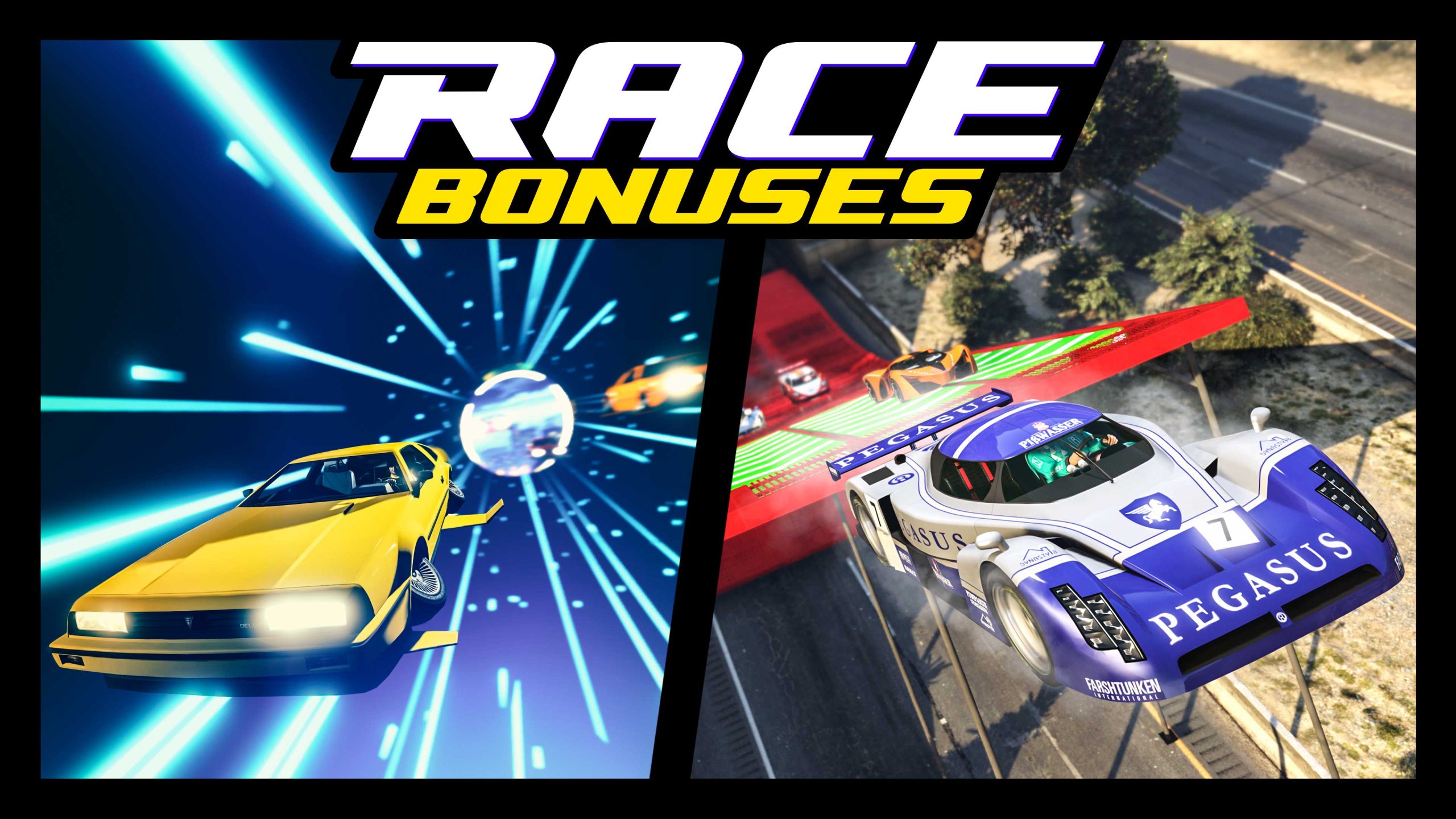 Race Bonuses event poster featuring Special Vehicle Races and Stunt Races.