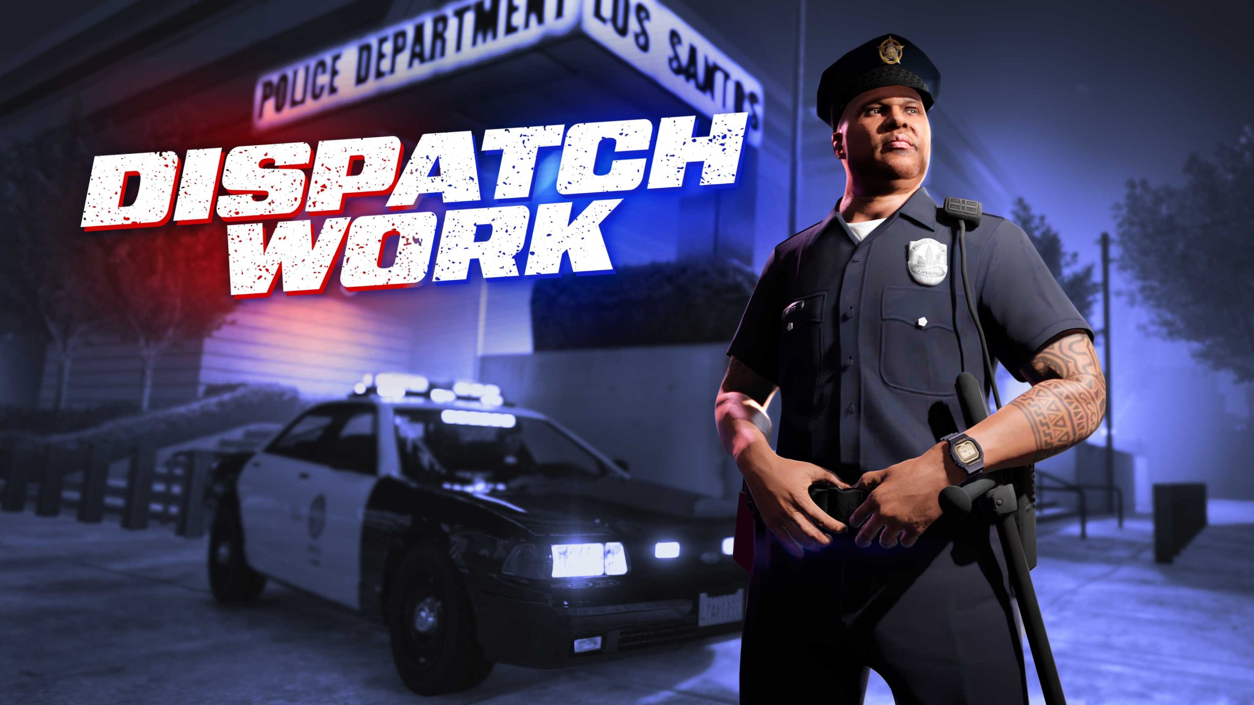 Dispatch Work event poster featuring Vincent from the LSPD.