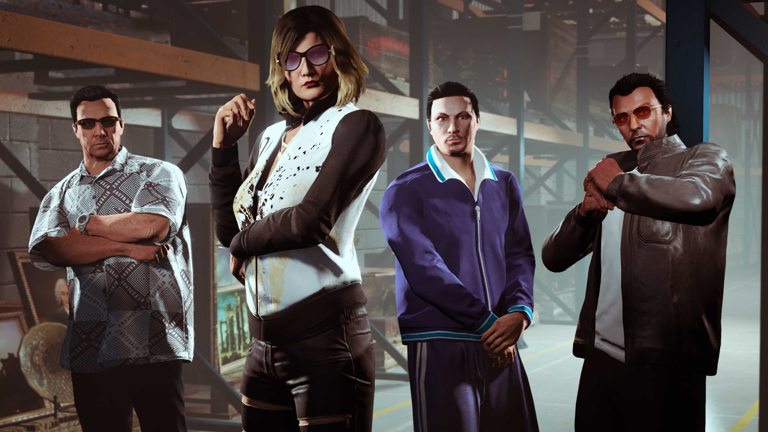 Two Associate and two Bodyguard GTA Online players stand side by side. 